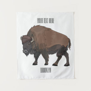 Bison Cartoon-Illustration Wandteppich