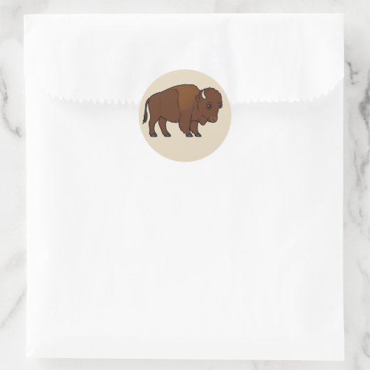 Bison Cartoon Runder Aufkleber (Tasche)