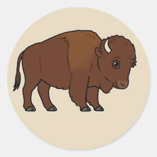 Bison Cartoon Runder Aufkleber