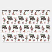 Bison Christmas Tree Ranch Western Geometric Geschenkpapier Set (Vorderseite)