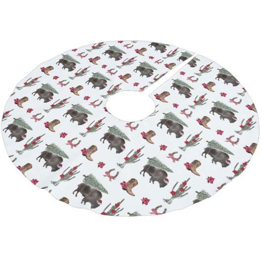 Bison Christmas Tree Ranch Wild West Christmas Polyester Weihnachtsbaumdecke (Schrägansicht)