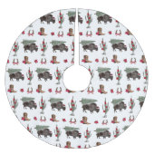 Bison Christmas Tree Ranch Wild West Christmas Polyester Weihnachtsbaumdecke (Vorderseite)