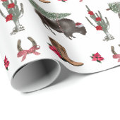 Bison Christmas Tree Ranch Wild West Christmas Wra Geschenkpapier (Rolleneckpunkt)