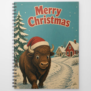 Bison Eisiger Pfad Tier Weihnachten Notizblock