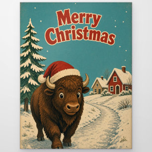 Bison Eisiger Pfad Tier Weihnachten Postkarte