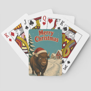 Bison Eisiger Pfad Tier Weihnachten Spielkarten