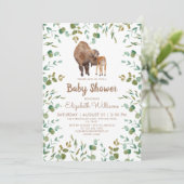 Bison Gender Neutral Baby Dusche Einladung (Stehend Vorderseite)