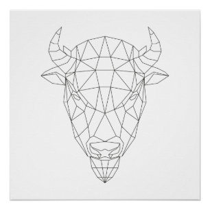 Bison-geometrische schwarze u. weiße Hauptmoderne Poster