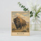 Bison Great Plains VINTAGE Postkarte (Stehend Vorderseite)