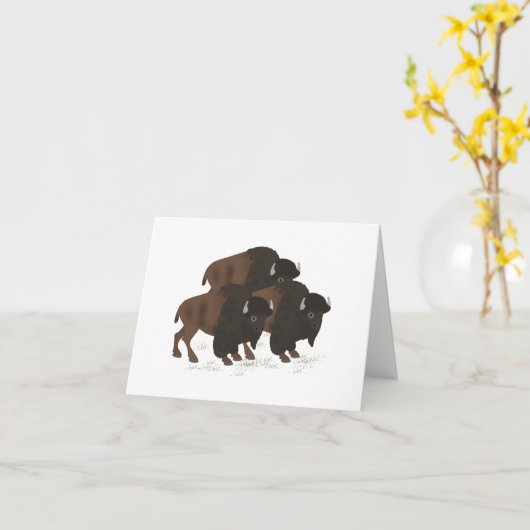 Bison Greeting Card Karte (Gelbe Blume)