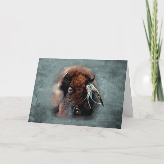 Bison - Grußkarte Feiertagskarte (Vorderseite)