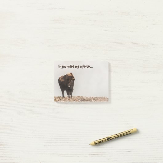 Bison hält seine Zunge raus - Spaß - Funny Post-it Klebezettel (Auf Schreibtisch)