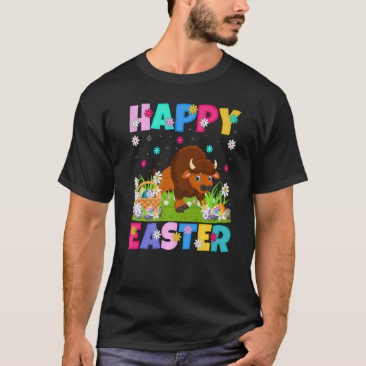 Bison Happy Oaster Bunny Bison Ostersonntag T-Shirt (Vorderseite)