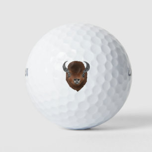 Bison head buffalo wild animal art golfball