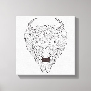 Bison Head Doodle 6 Leinwanddruck