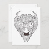 Bison Head Doodle Postkarte (Vorne/Hinten)
