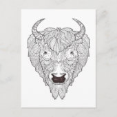 Bison Head Doodle Postkarte (Vorderseite)