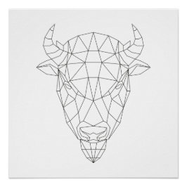 Bison Head Geometrie Schwarz & Weiß Moderne Kunst Poster