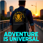 Bison Head Silhouette gegen Gebirgslandschaft Bedruckter Rucksack