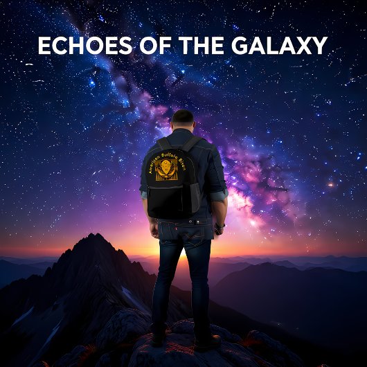 Bison Head Silhouette gegen Gebirgslandschaft Bedruckter Rucksack