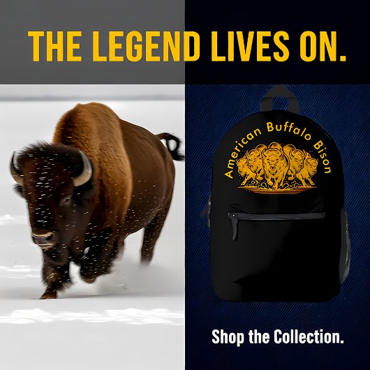 Bison Herd durch das Wasser in der Natur Bedruckter Rucksack