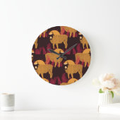 Bison High Grass: Feldmuster. Große Wanduhr (Zuhause)