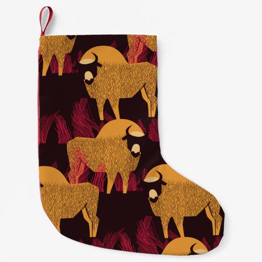 Bison High Grass: Feldmuster. Kleiner Weihnachtsstrumpf (Vorderseite)