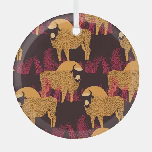 Bison High Grass: Feldmuster. Ornament Aus Glas (Vorderseite)