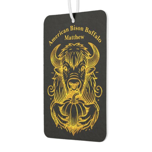 Bison Holding a Pumpkin in einer detaillierten Ill Autolufterfrischer (Links)