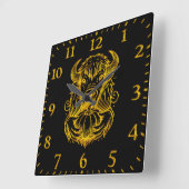 Bison Holding a Pumpkin in einer detaillierten Ill Quadratische Wanduhr (Winkel)