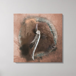 Bison II - überwundene Canvas Leinwanddruck