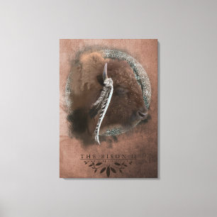 Bison II - überwundene Canvas Leinwanddruck