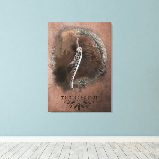Bison II - überwundene Canvas Leinwanddruck (Insitu (Holzboden))