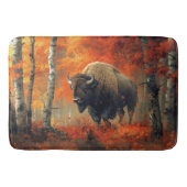 Bison im Herbstwald Artwork Badematte (Vorderseite)