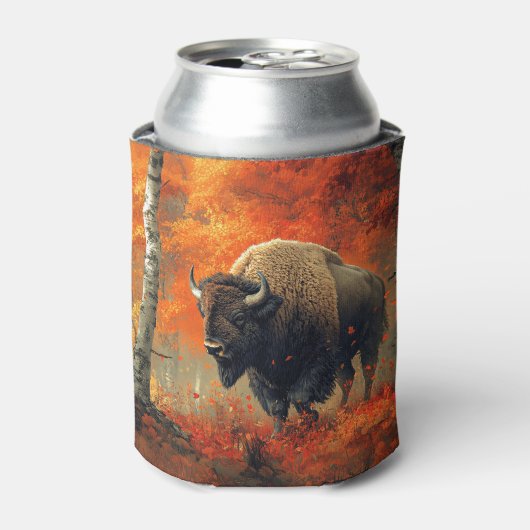 Bison im Herbstwald Artwork Dosenkühler (Kanne Vorderseite)
