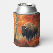 Bison im Herbstwald Artwork Dosenkühler (Kanne Rückseite)