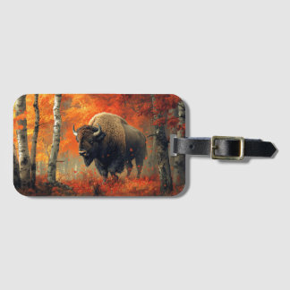 Bison im Herbstwald Artwork Gepäckanhänger