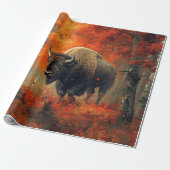 Bison im Herbstwald Artwork Geschenkpapier (Ungerollt)
