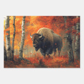 Bison im Herbstwald Artwork Geschenkpapier Set (Vorderseite 3)