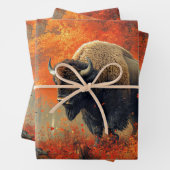 Bison im Herbstwald Artwork Geschenkpapier Set (Beispiel)