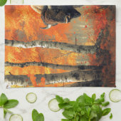 Bison im Herbstwald Artwork Geschirrtuch (Gefaltet)