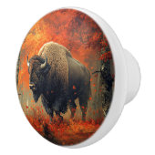 Bison im Herbstwald Artwork Keramikknauf (Rechts)