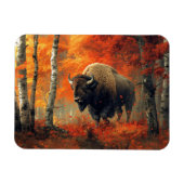 Bison im Herbstwald Artwork Magnet (Horizontal)