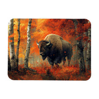 Bison im Herbstwald Artwork Magnet