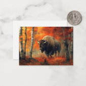Bison im Herbstwald Artwork Mitteilungskarte (Vorderseite/Rückseite Beispiel)