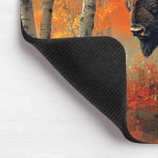 Bison im Herbstwald Artwork Mousepad (Ecke)