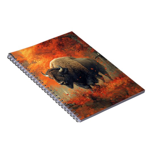 Bison im Herbstwald Artwork Notizblock (Rechte Seite)
