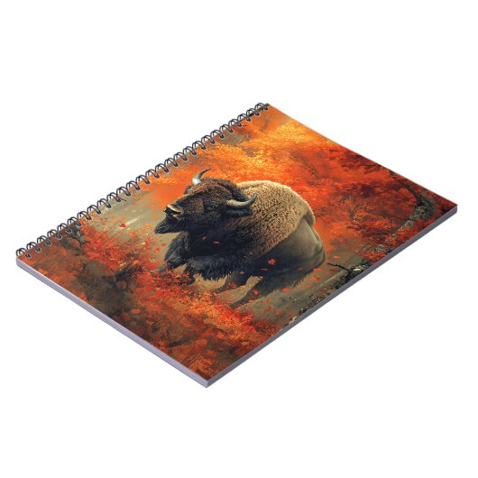Bison im Herbstwald Artwork Notizblock (Linke Seite)
