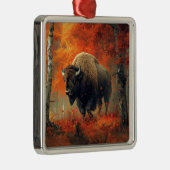 Bison im Herbstwald Artwork Ornament Aus Metall (Rechts)