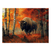 Bison im Herbstwald Artwork Poster (Vorderseite)